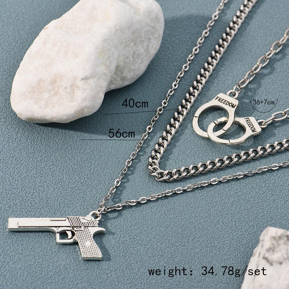 Fashion Pistol Alloy Plating Chain Womenu0027S Layered Necklaces 1 Piece