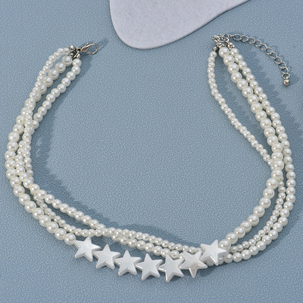 Fashion Heart Shape Imitation Pearl Beaded Womenu0027S Layered Necklaces 1 Piece