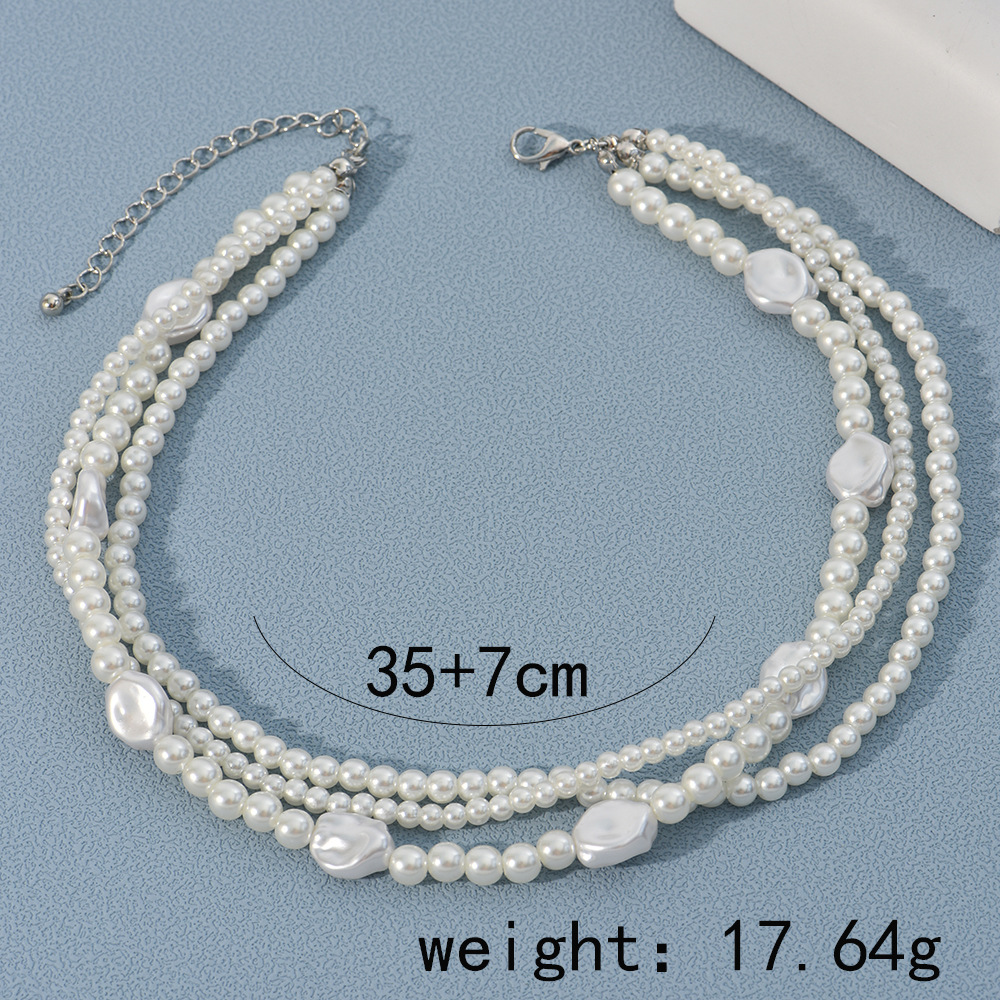 Fashion Heart Shape Imitation Pearl Beaded Womenu0027S Layered Necklaces 1 Piece