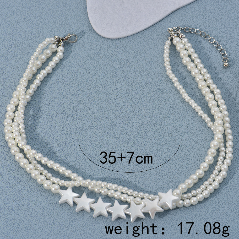 Fashion Heart Shape Imitation Pearl Beaded Womenu0027S Layered Necklaces 1 Piece