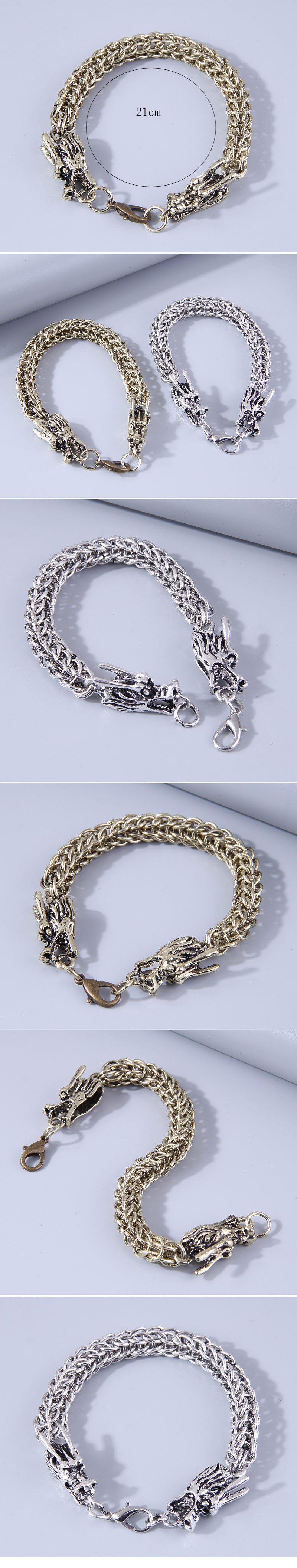 Retro Dragon Alloy Patchwork Chain Menu0027S Bracelets 1 Piece