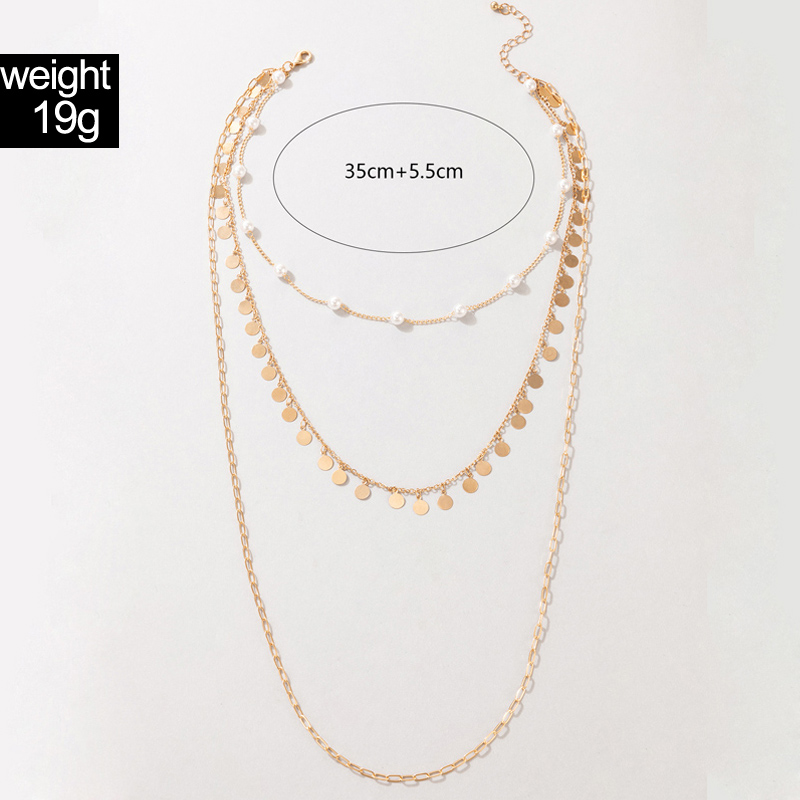 Fashion Geometric Alloy Plating Artificial Pearls Unisex Layered Necklaces 1 Piece