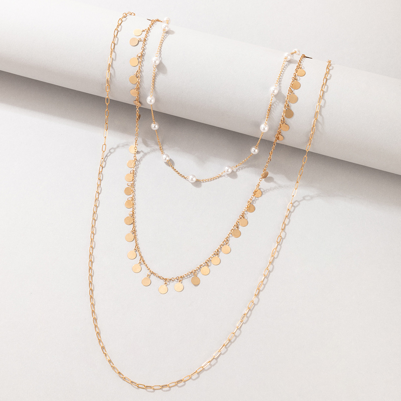 Fashion Geometric Alloy Plating Artificial Pearls Unisex Layered Necklaces 1 Piece