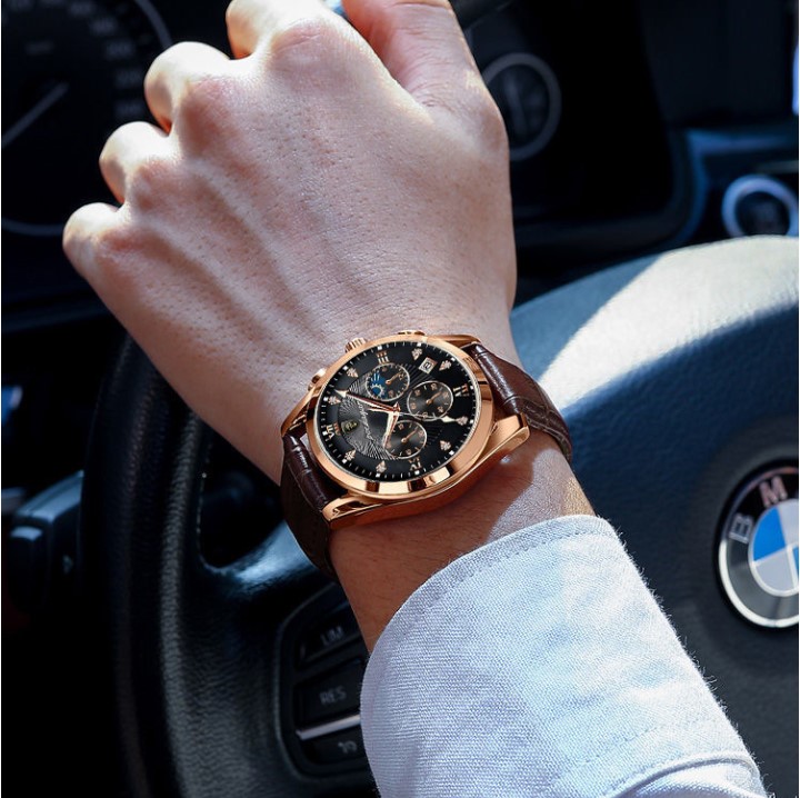Casual Round Concealed Buckle Quartz Menu0027s Watches