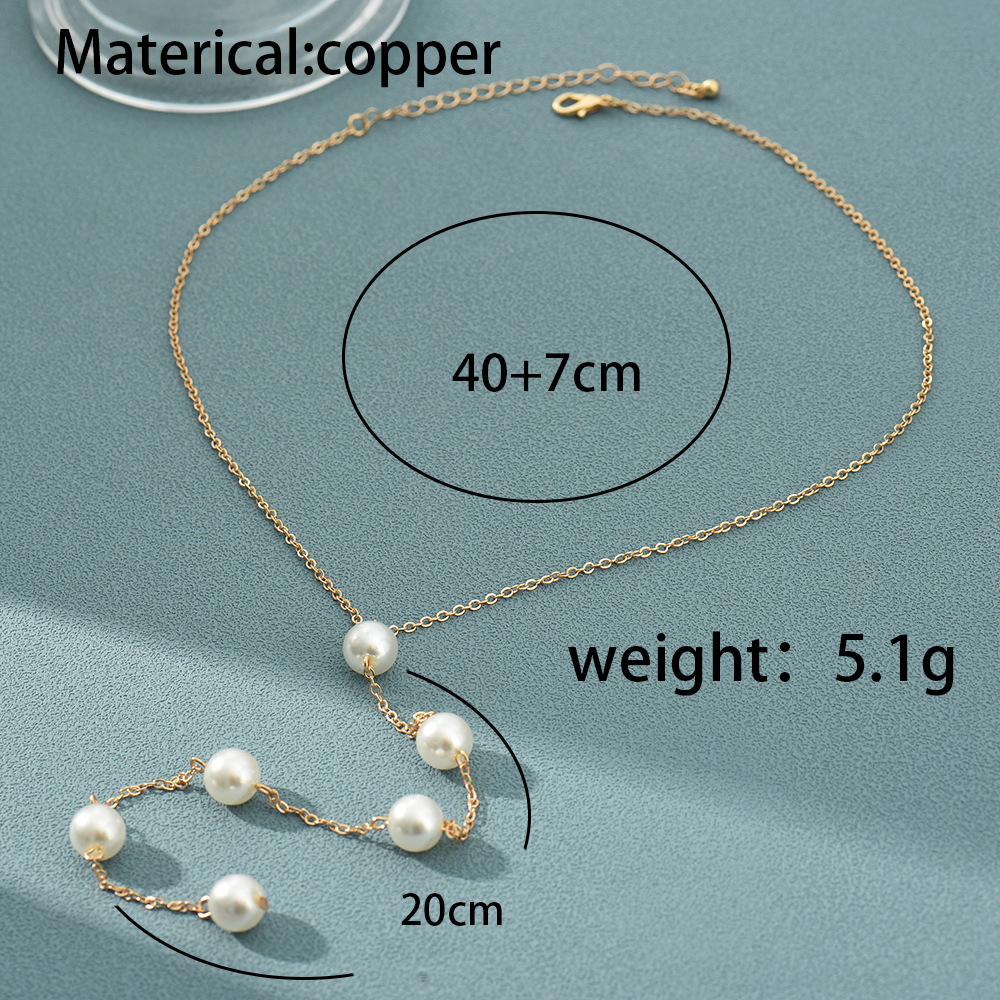 Fashion Solid Color Imitation Pearl Copper Tassel Pearl Womenu0027S Pendant Necklace 1 Piece