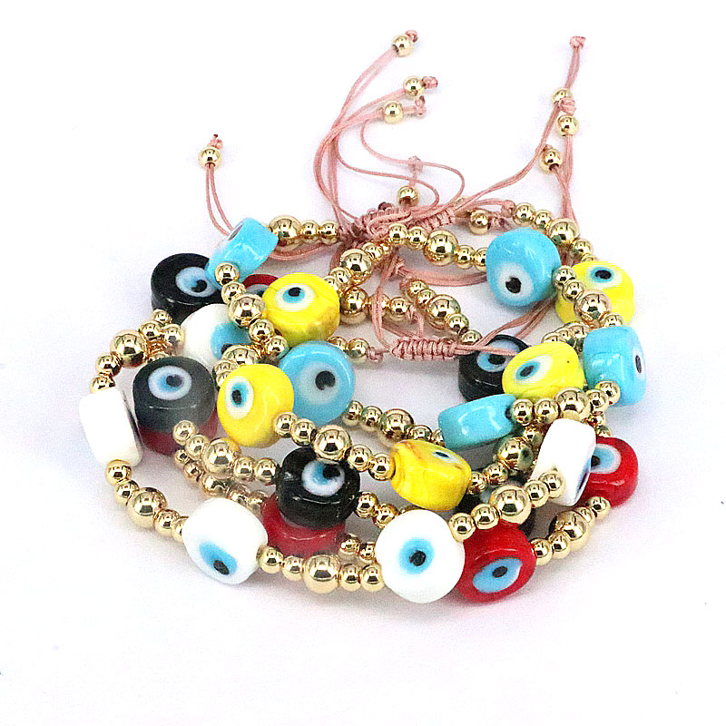 Ethnic Style Round Eye glass rope Copper Beaded Plating Womenu0027S Bracelets 1 Piece