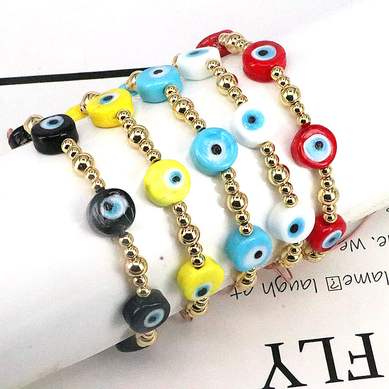 Ethnic Style Round Eye glass rope Copper Beaded Plating Womenu0027S Bracelets 1 Piece