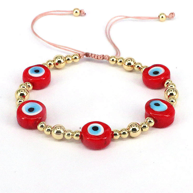 Ethnic Style Round Eye glass rope Copper Beaded Plating Womenu0027S Bracelets 1 Piece