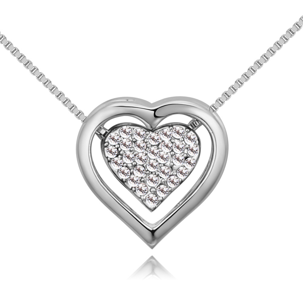 Fashion Heart Shape Alloy Inlay Rhinestones Womenu0027S Pendant Necklace 1 Piece