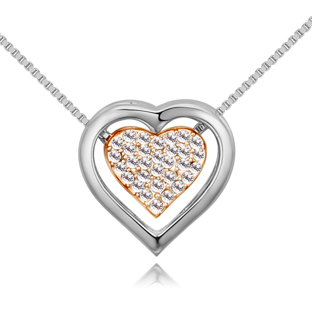 Fashion Heart Shape Alloy Inlay Rhinestones Womenu0027S Pendant Necklace 1 Piece