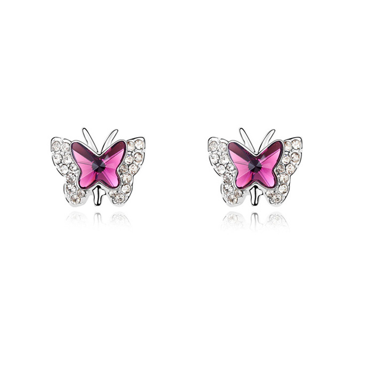 Fashion Butterfly Alloy Inlay Rhinestones Womenu0027S Ear Studs 1 Pair