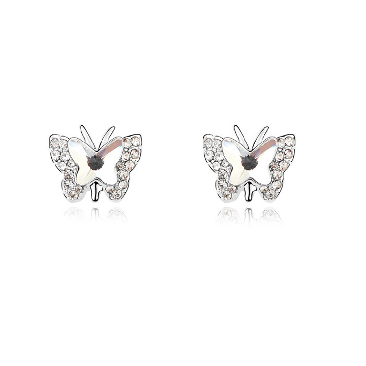 Fashion Butterfly Alloy Inlay Rhinestones Womenu0027S Ear Studs 1 Pair