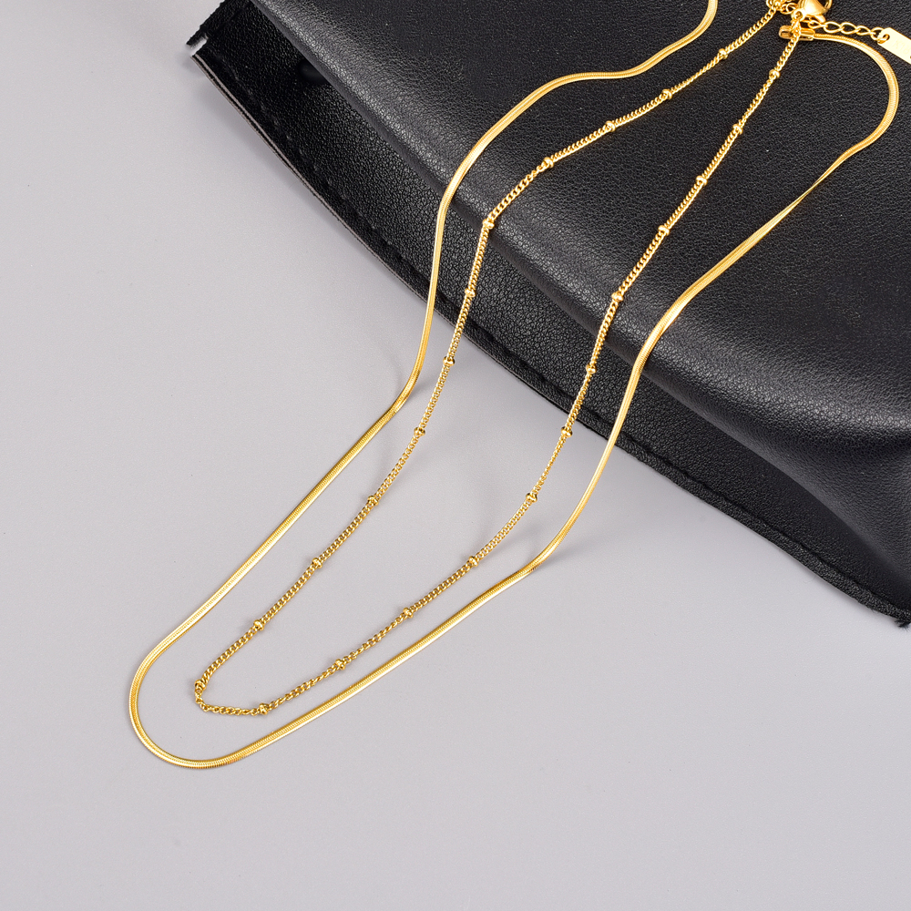 Vintage Style Geometric Titanium Steel Gold Plated Layered Necklaces 1 Piece