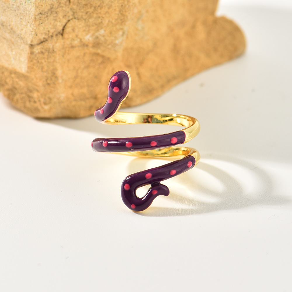 Simple Style Snake Alloy Enamel Womenu0027S Open Ring 1 Piece