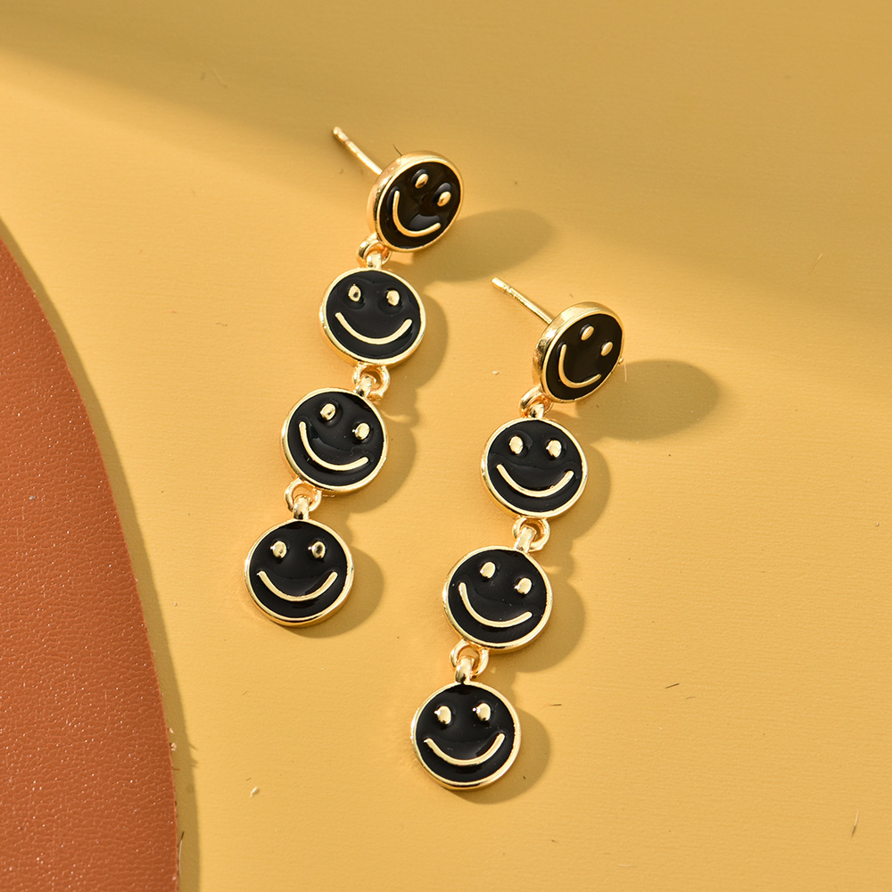 Sweet Smiley Face Alloy Enamel Plating Womenu0027S Drop Earrings 1 Pair