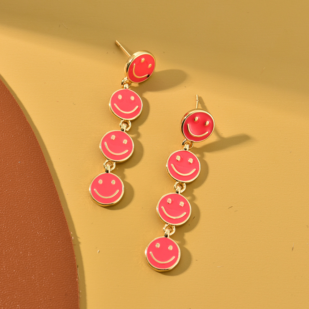 Sweet Smiley Face Alloy Enamel Plating Womenu0027S Drop Earrings 1 Pair