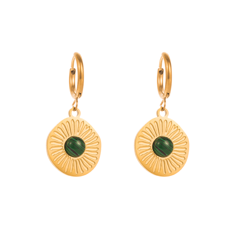 Simple Style Geometric Eye Stainless Steel Gold Plated Natural Stone Drop Earrings 1 Pair