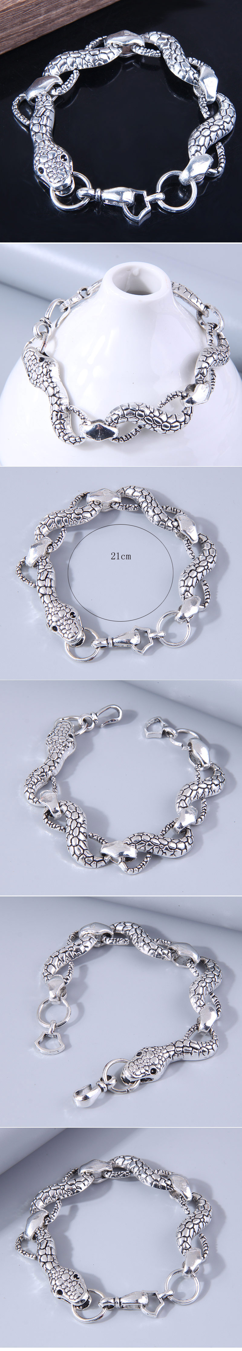 Fashion Snake Alloy Patchwork Carving Menu0027S Bracelets 1 Piece