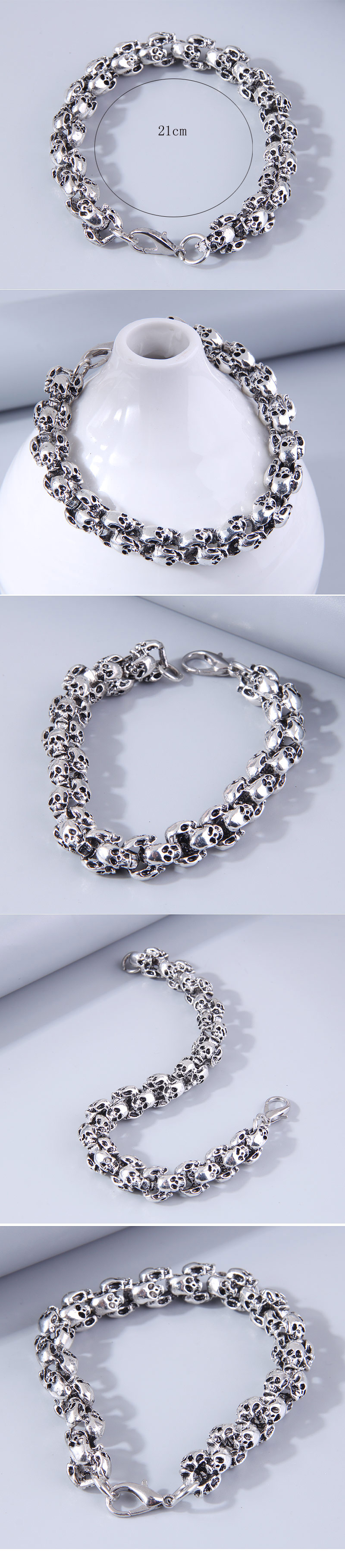 Vintage Style Skull Alloy Patchwork Menu0027S Bracelets 1 Piece
