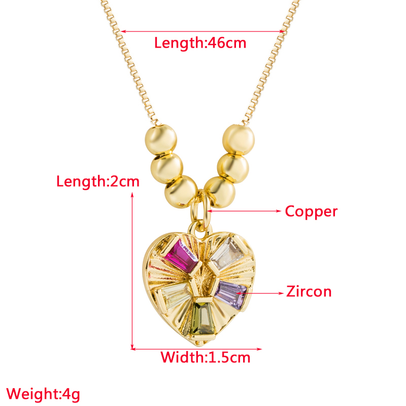 Casual Human Heart Shape Copper Plating Inlay Zircon Pendant Necklace 1 Piece