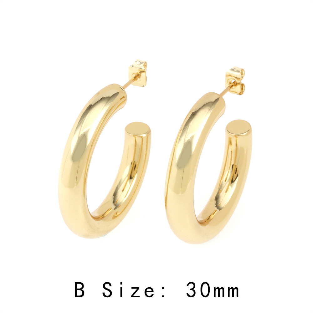 Simple Style C Shape Copper Plating Ear Studs 1 Pair