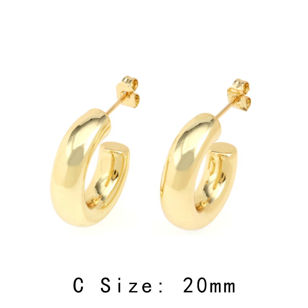 Simple Style C Shape Copper Plating Ear Studs 1 Pair