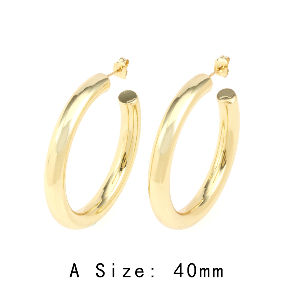 Simple Style C Shape Copper Plating Ear Studs 1 Pair