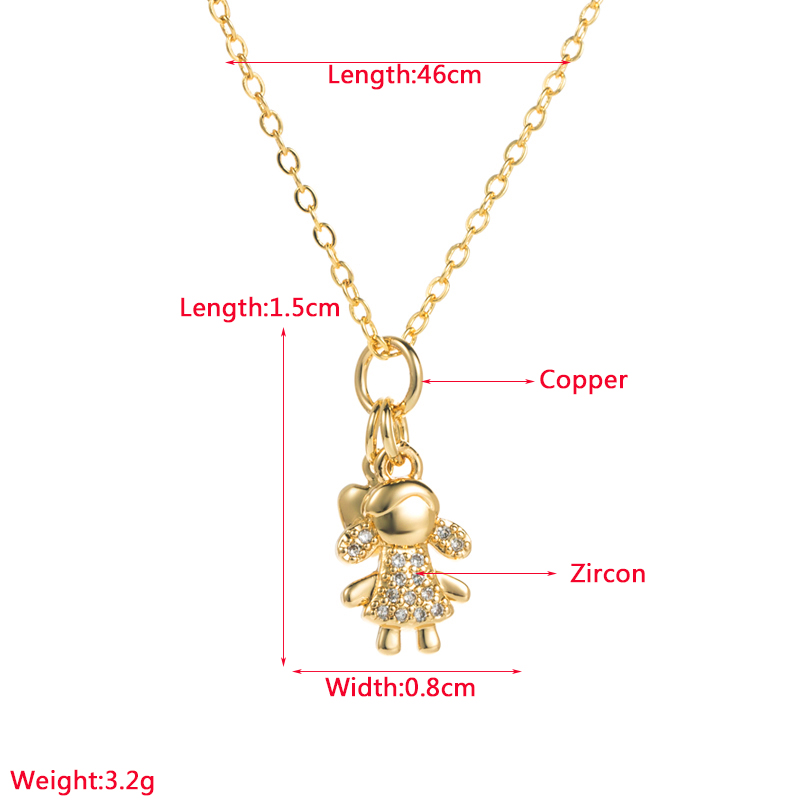 Simple Style Human Copper Gold Plated Zircon Pendant Necklace 1 Piece