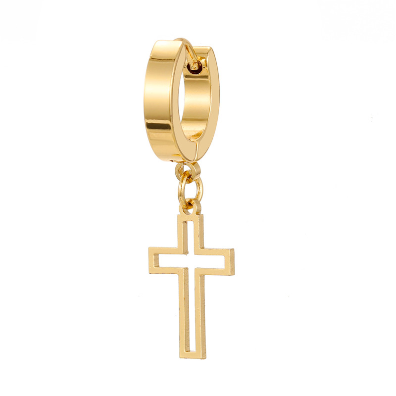 Fashion Cross Heart Shape Eye Stainless Steel Plating Zircon Dangling Earrings 1 Pair