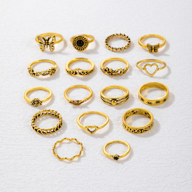 Fashion Geometric Alloy Plating Unisex Rings 17 Pieces