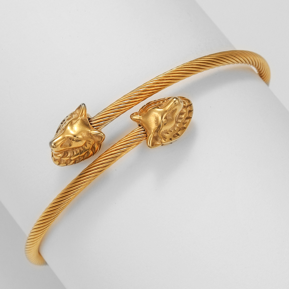 Retro Wolf Solid Color Alloy Menu0027S Bangle 1 Piece