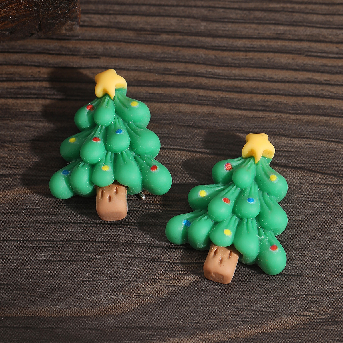 Cute Christmas Tree Star Plastic Resin Womenu0027S Ear Studs 1 Pair