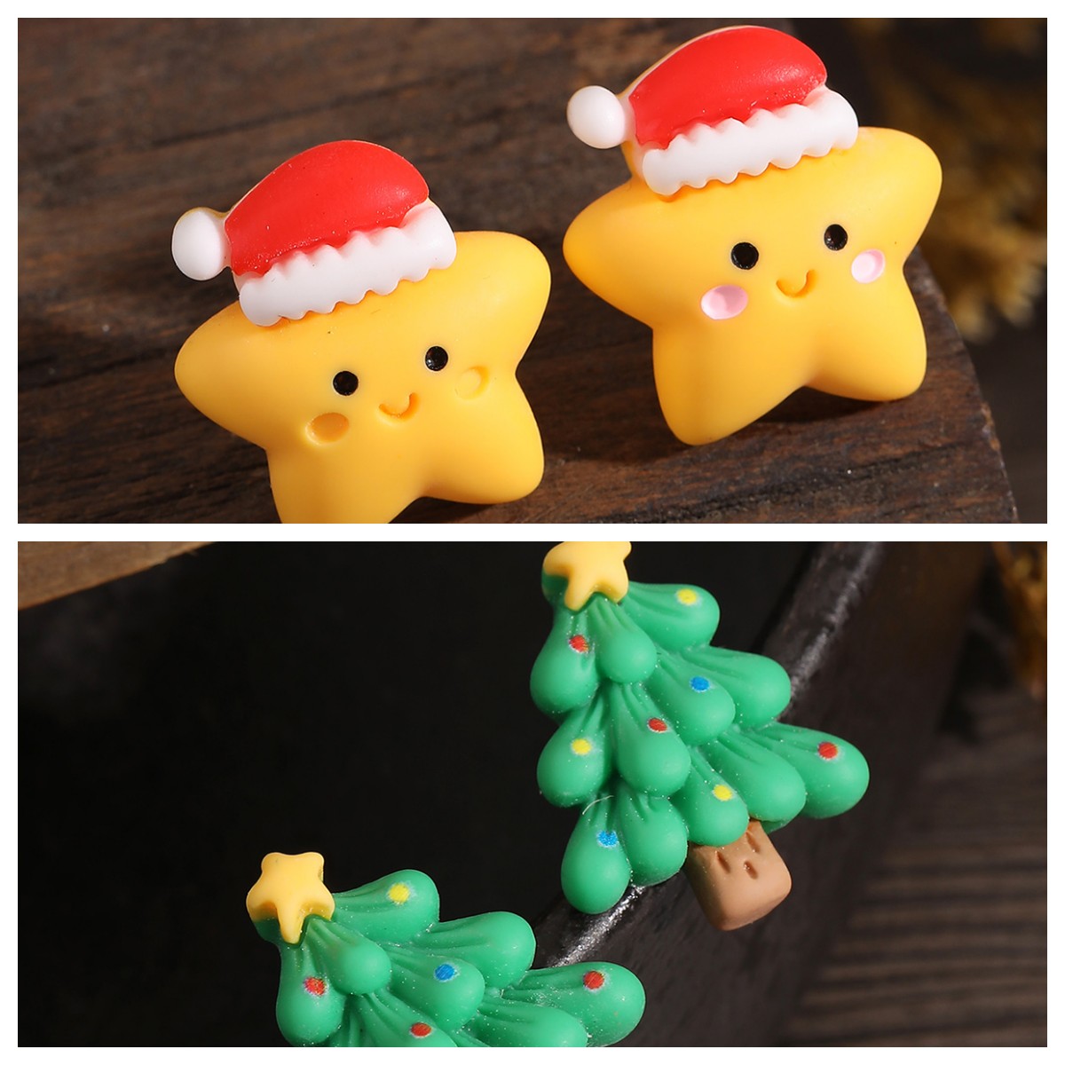 Cute Christmas Tree Star Plastic Resin Womenu0027S Ear Studs 1 Pair