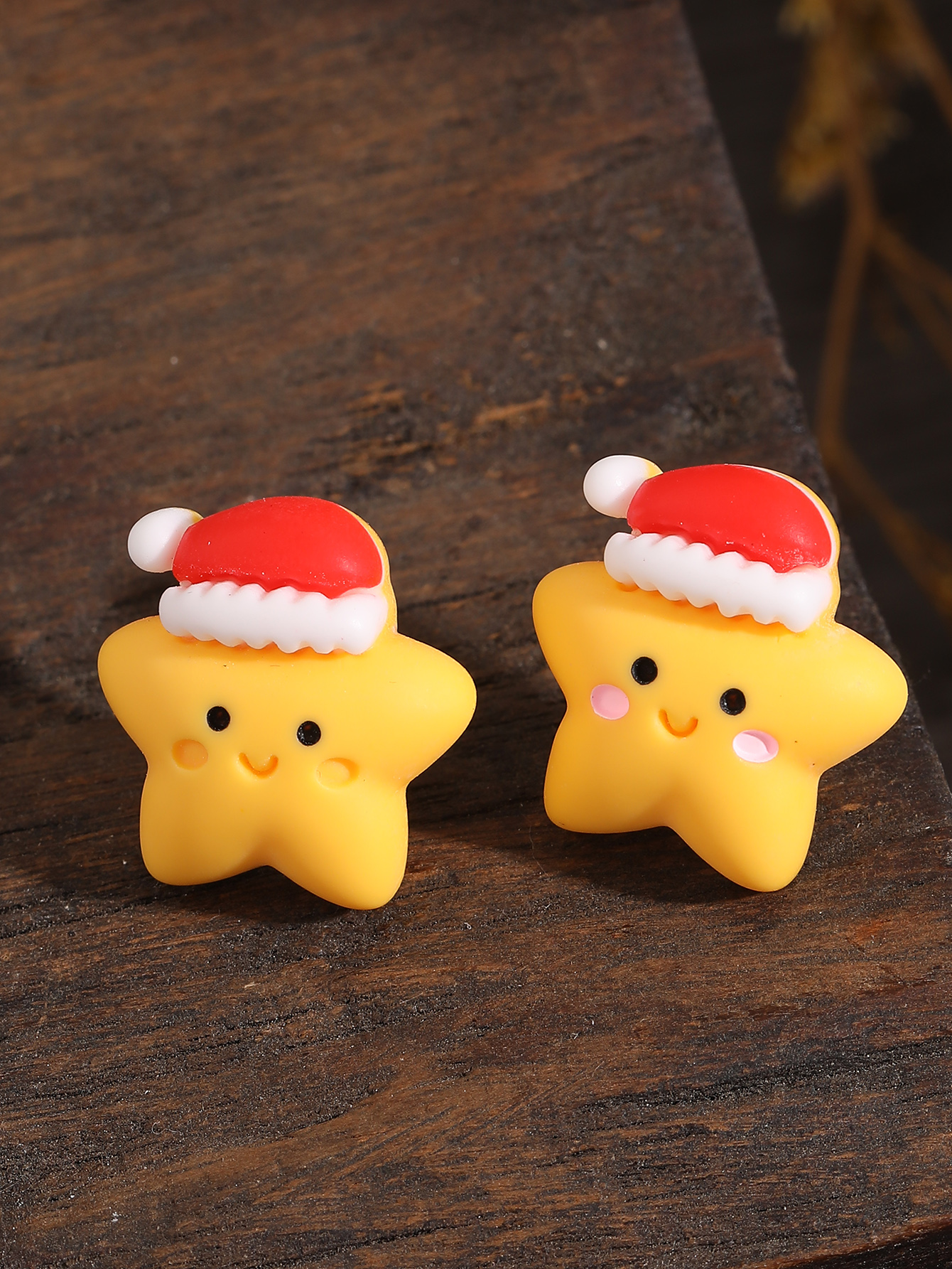 Cute Christmas Tree Star Plastic Resin Womenu0027S Ear Studs 1 Pair