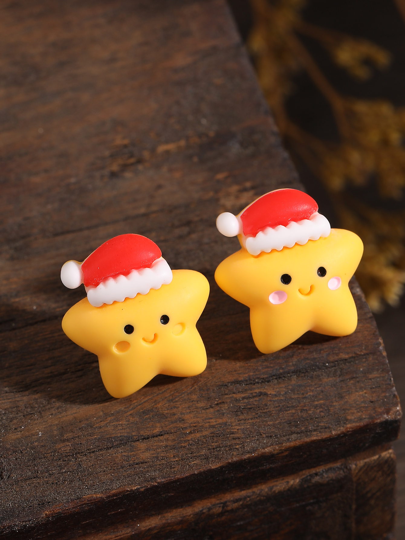 Cute Christmas Tree Star Plastic Resin Womenu0027S Ear Studs 1 Pair