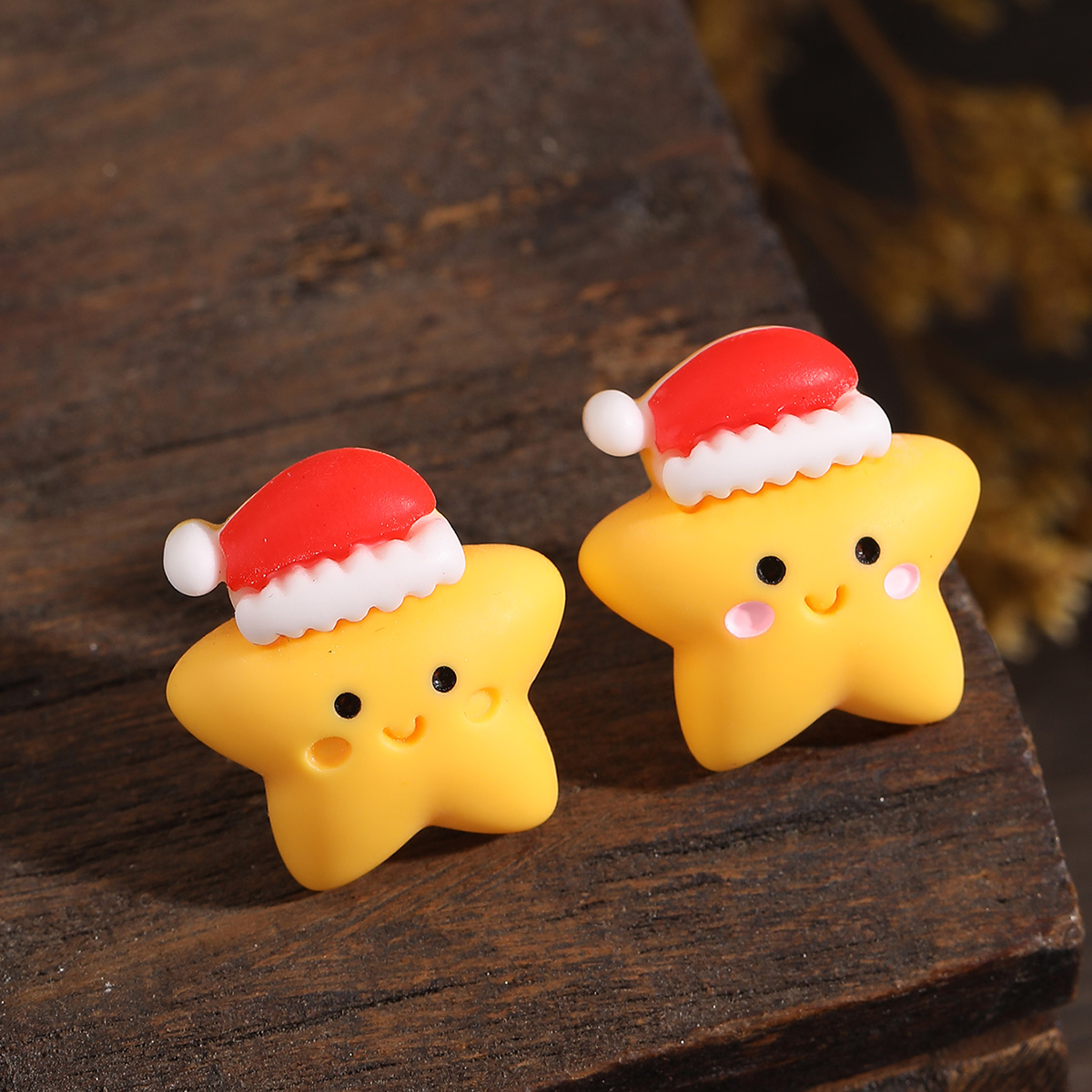 Cute Christmas Tree Star Plastic Resin Womenu0027S Ear Studs 1 Pair