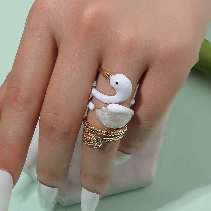 Cute Cartoon Copper Plating Open Ring 3 Piece Set