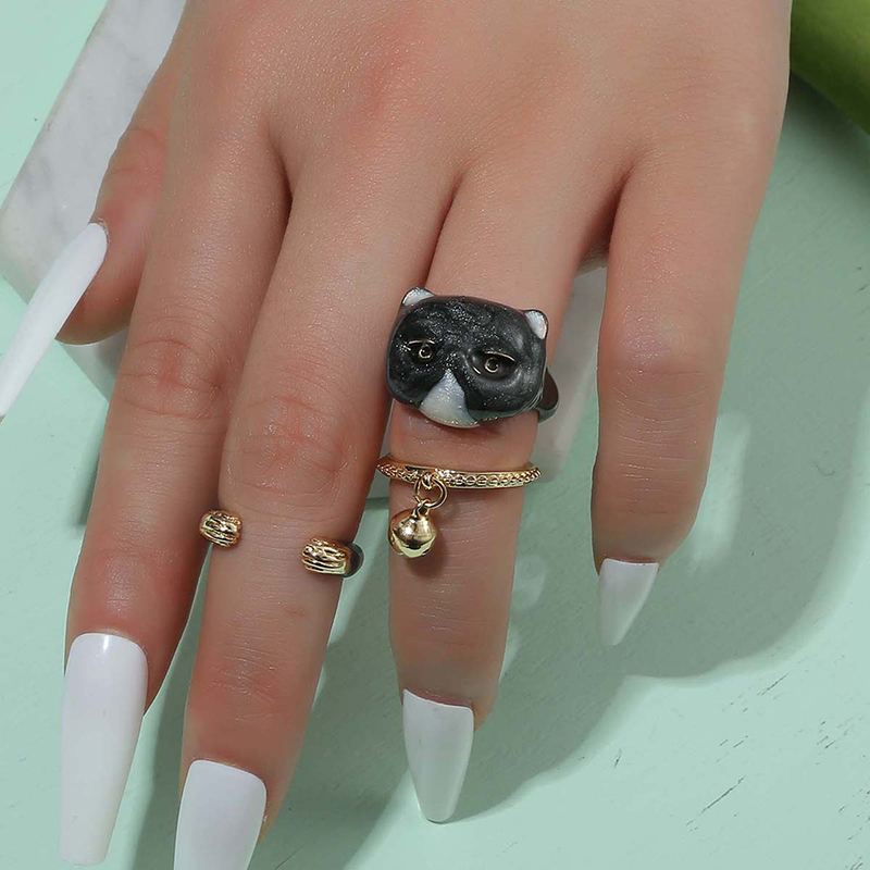 Cute Cartoon Copper Plating Open Ring 3 Piece Set