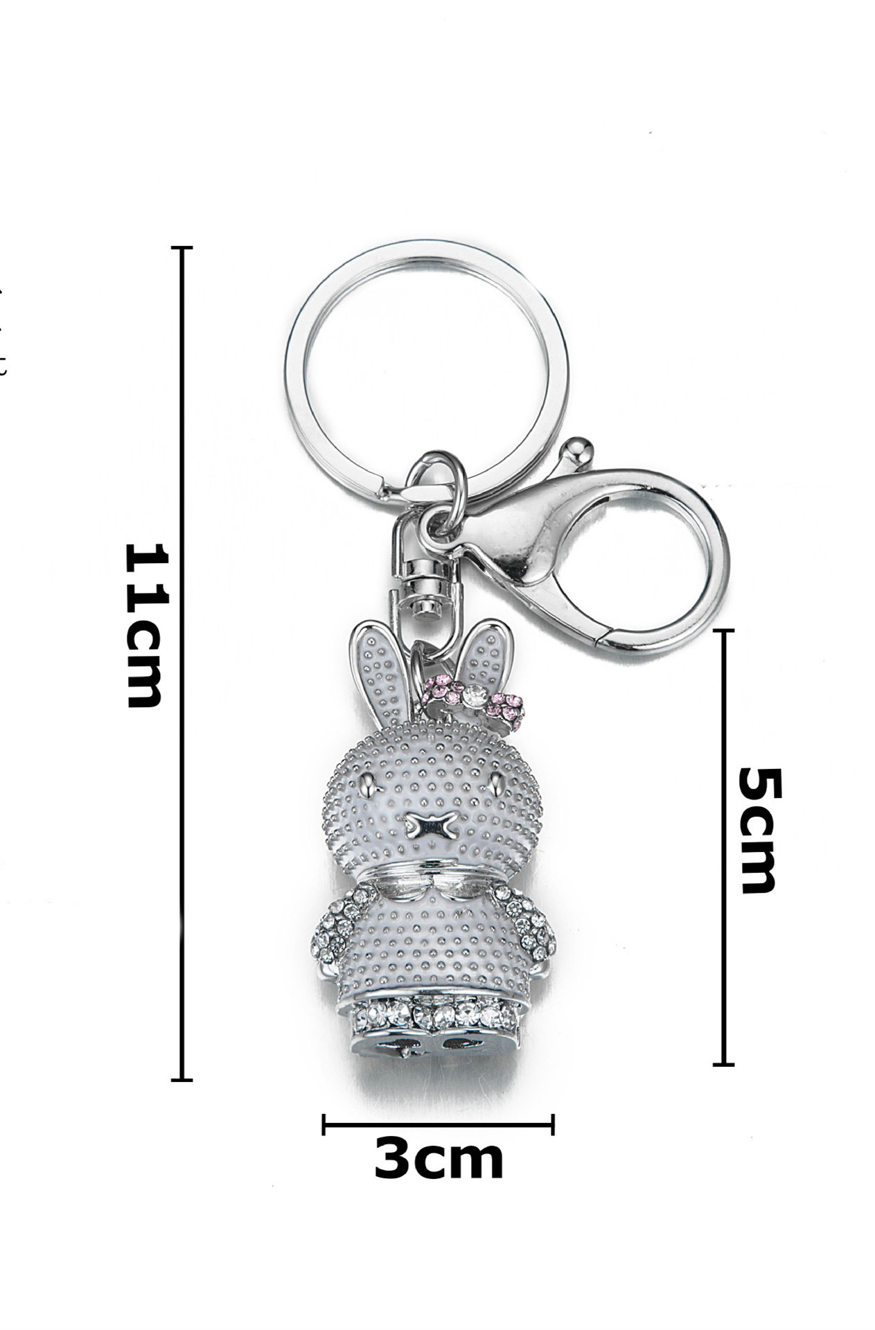 Cute Rabbit Metal Inlay Rhinestones Womenu0027S Bag Pendant Keychain 1 Piece