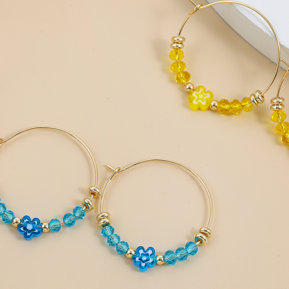 Simple Style Flower Alloy Plastic Beaded Plating Womenu0027S Hoop Earrings 3 Pairs
