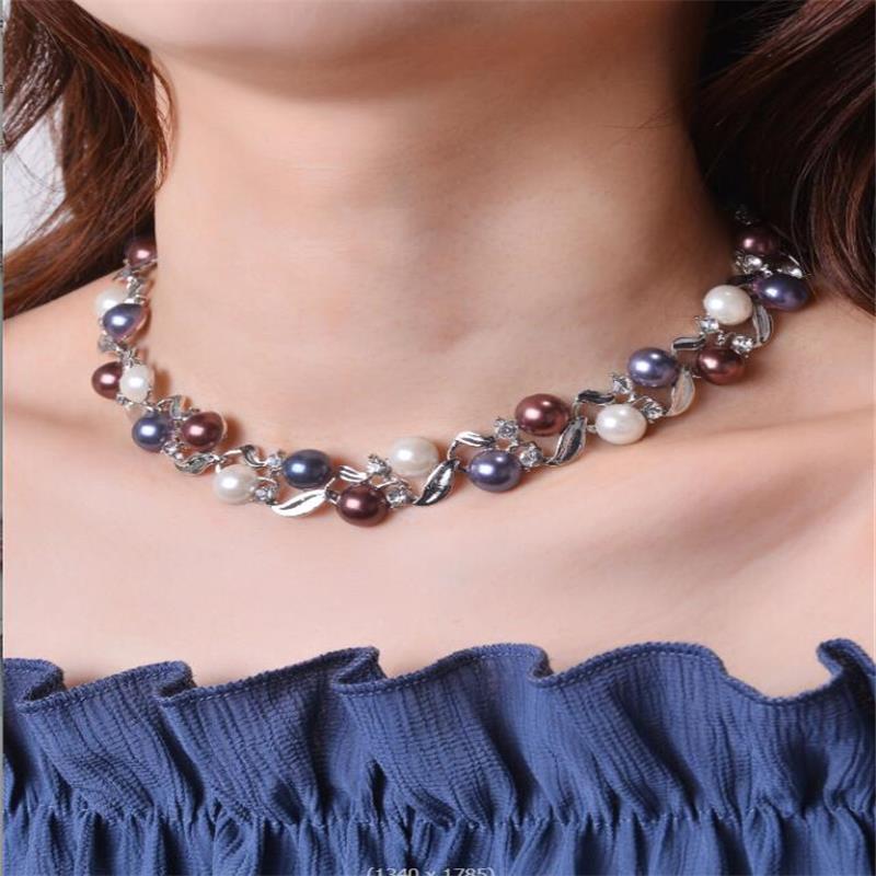 Fashion Geometric Alloy Inlay Artificial Pearls Rhinestones Womenu0027S Necklace 1 Set