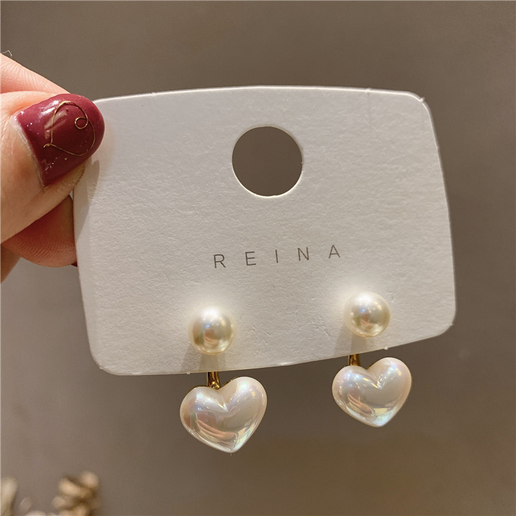 Fashion Heart Shape Pearl Inlay Pearl Womenu0027S Drop Earrings 1 Pair