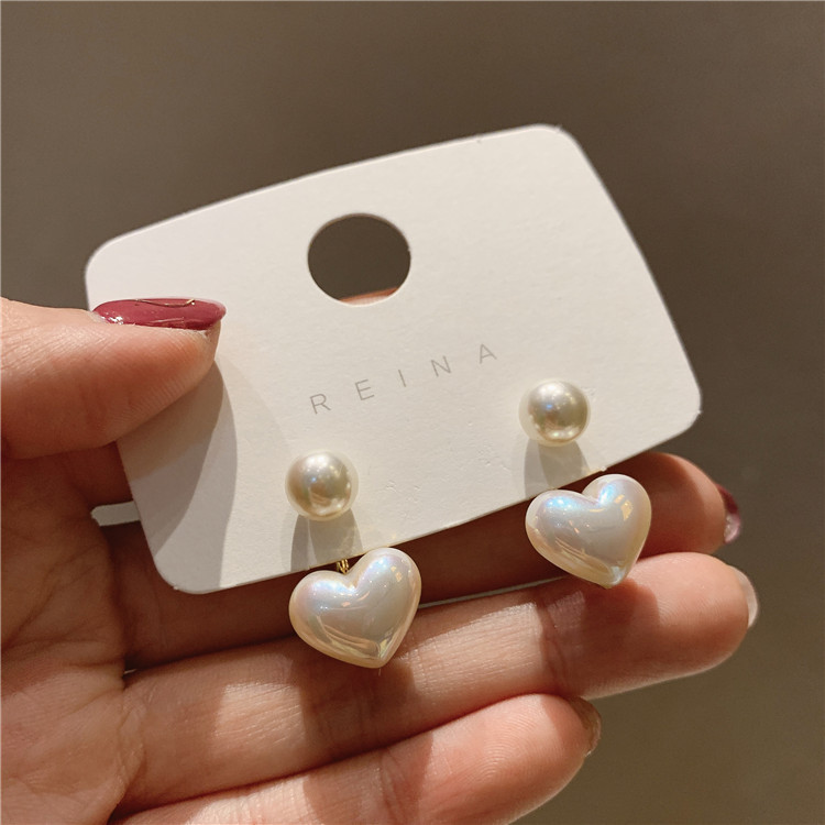 Fashion Heart Shape Pearl Inlay Pearl Womenu0027S Drop Earrings 1 Pair