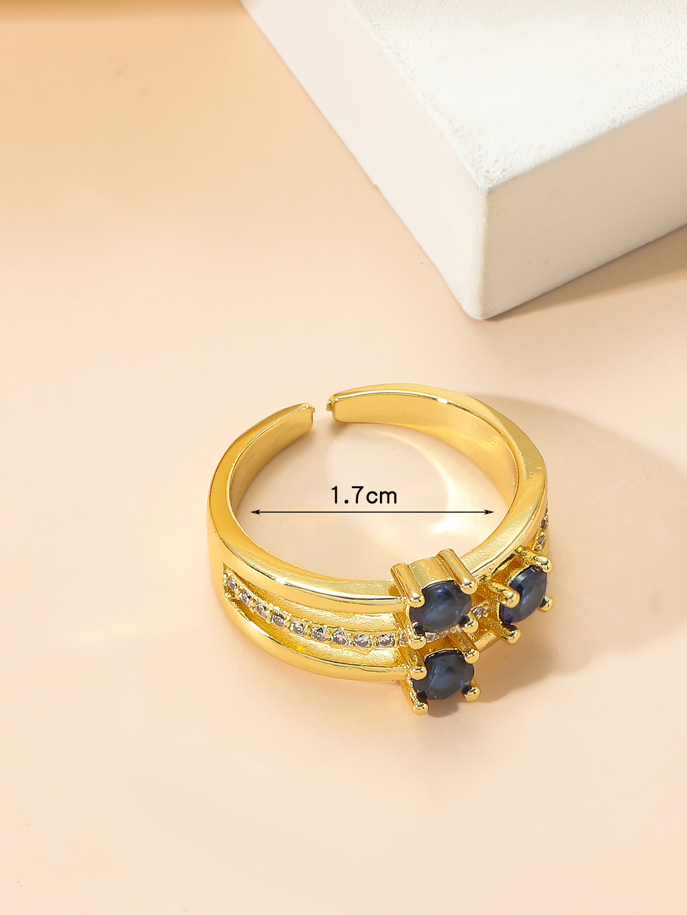Fashion Geometric Copper Zircon Open Ring 1 Piece