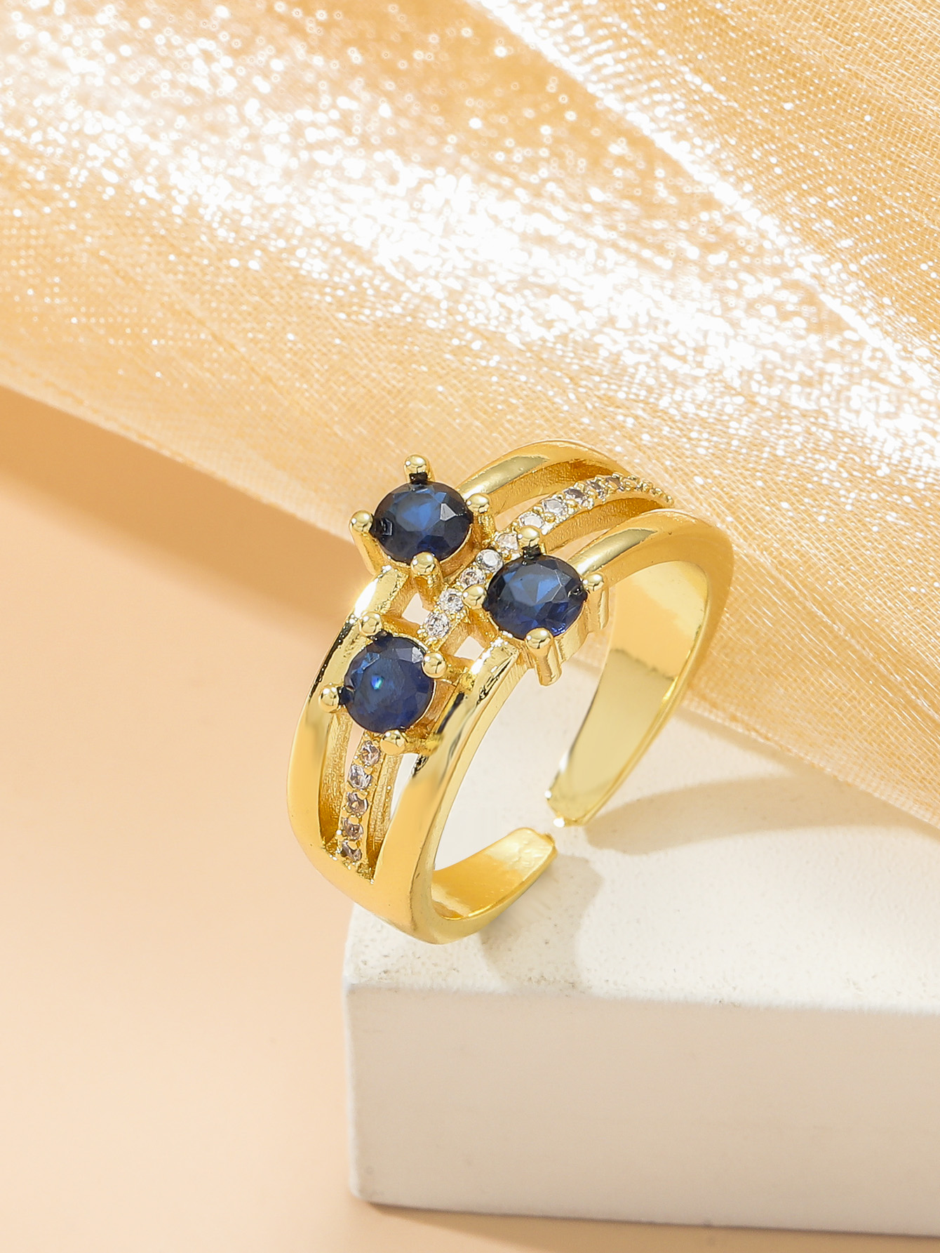 Fashion Geometric Copper Zircon Open Ring 1 Piece