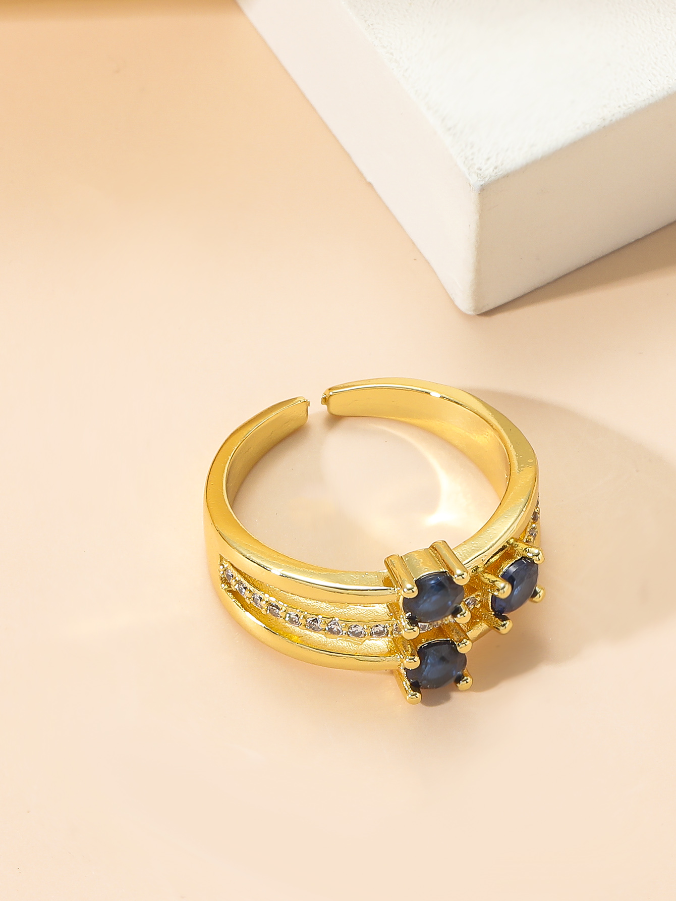 Fashion Geometric Copper Zircon Open Ring 1 Piece