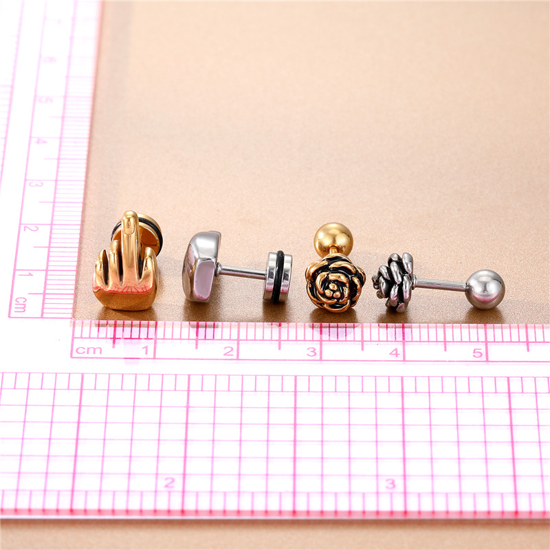 Fashion Gesture Stainless Steel Plating Ear Studs 1 Piece
