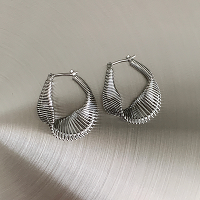 Retro Oval Alloy Pleated Womenu0027S Earrings 1 Pair