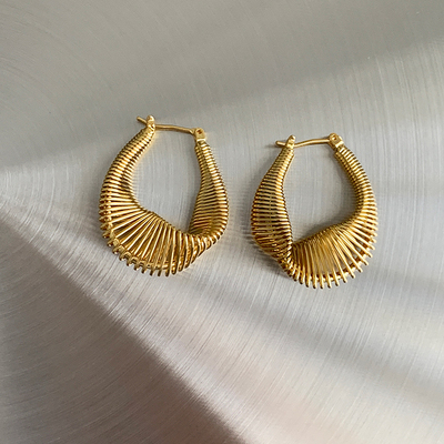 Retro Oval Alloy Pleated Womenu0027S Earrings 1 Pair