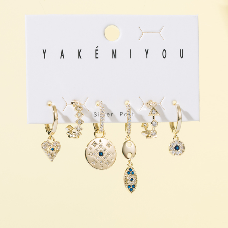 Yakemiyou Fashion Devilu0027S Eye Hand Of Fatima Copper Enamel Gold Plated Zircon Drop Earrings 1 Se